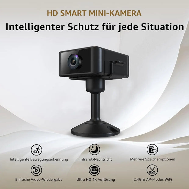 Mini Kamera, 4K HD WLAN Überwachungskamera Innen Für Live Übertragung Handy APP, Wifi Camera Nachtsichtkamera Mit Bewegungsmelder/Lange Batterielaufzeit/Cloud-Speicherplat