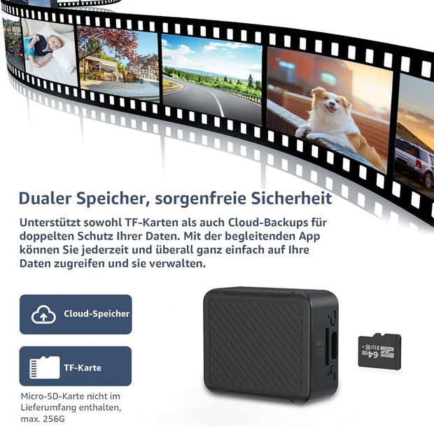 Mini Kamera, 4K HD WLAN Überwachungskamera Innen Für Live Übertragung Handy APP, Wifi Camera Nachtsichtkamera Mit Bewegungsmelder/Lange Batterielaufzeit/Cloud-Speicherplat